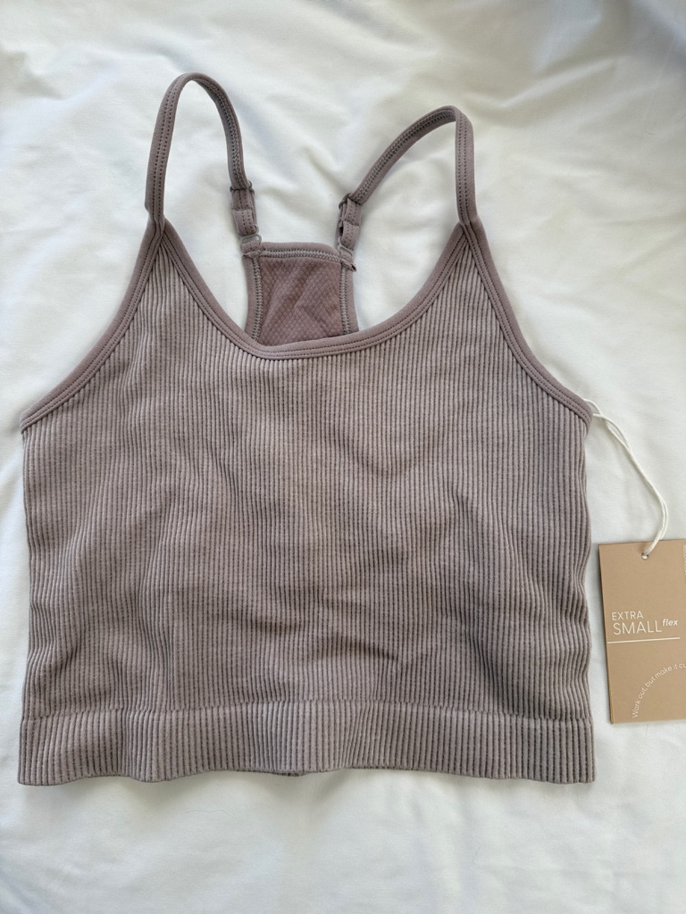 POPFLEX Ribbed Racerback Crop Tank - Mauve Taupe